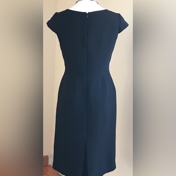 Tahari Black Belted SS Midi Dress With Split In Back Pleat Sz. 6 - Picture 2 of 16